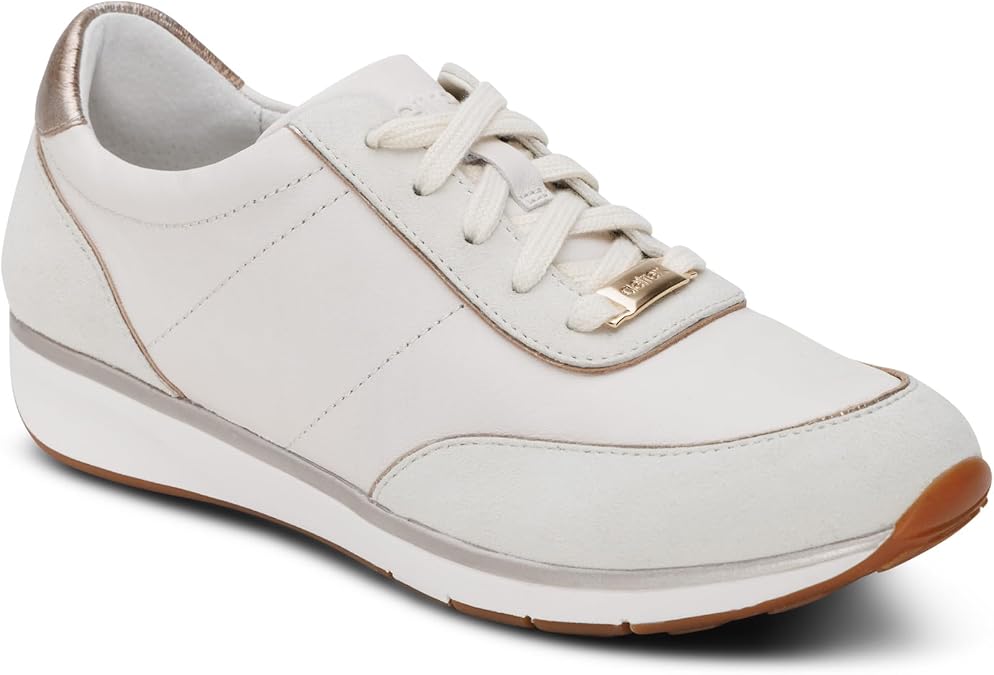Aetrex Womens Ivy Orthopedic Arch Support Sneakers for Women Comfortable Leather Walking Shoes with Removable Insole - Women's Fashion Sneakers w/ Padded Heel & Durable Rubber Outsole