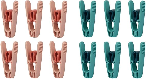 Çamaşır Mandalı, Yaysız Plastik, Paslanmaz, Dayanıklı, Renkli, 12 Adet (12, Pembe - Mavi)