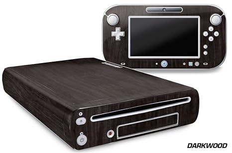 247 Skins Graphics kit Sticker Decal Compatible with Nintendo Wii U and Controllers - Darkwood