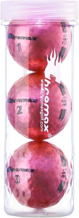 Chromax M5 Metallic High Visibility Pink Golf Balls, Tube of 3, NEW