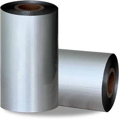 2 Rolls 4.33 x 984110mm x 300m Silver, WaxResin Thermal Transfer Ribbon, Core 1, Ink Outside, Barcode Ribbon Compatible with Zebra Printer