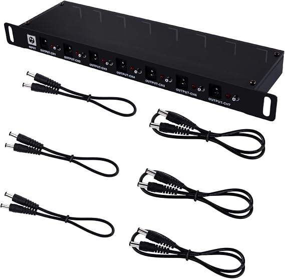 GeeekPi 10 inch Rack Mount PDU, DC PDU Lite 7-CH 0.5U Rack-Mount Power Distribution Unit for DeskPi RackMate T1/T0/T2/T0 Plus/T1 Plus/TL1/10 Inch Server Cabinet, 7 Outlets, with DC5521 Cables