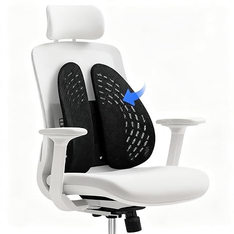 Lumbar Support Pillow for Chairs - Ergonomic Back Cushion for Office, Car & Gaming with Adjustable Straps for Lower Back Pain Relief & Better Posture