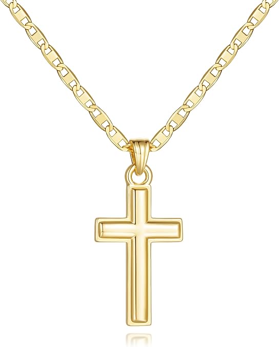 Gold Cross Necklace 14K Gold Cross Necklaces for Women Chain Pendant Delicate Sensible Mariner Chain Dainty Necklaces