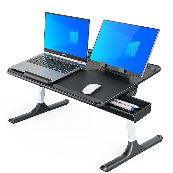 SAIJI Lap Desk for Bed, X-Large Foldable Laptop Table with Book Stand