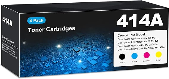 414A Toner Cartridge 4 Pack High Yield MFP M479fdw Compatible for HP 414A
