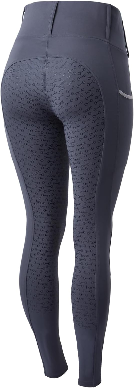 HORZE Lucinda Women's Horse Riding High Waist Silicone Full Seat Tights