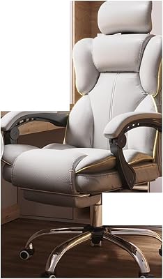 Gaming Chair, Household Office Chair Gaming Backrest Stool Scroll Wheel Pedal Headrest Latex Leather Rotatable Lifting Chair Color : Grey Footrest a