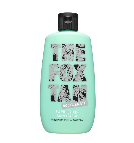 The Fox Tan Rapid Tanning Elixir, Natural Tanning Accelerator Lotion For Darker & Faster Tans, Creates Flawless Tan Skin, Vegan & Cruelty-Free, 120mL