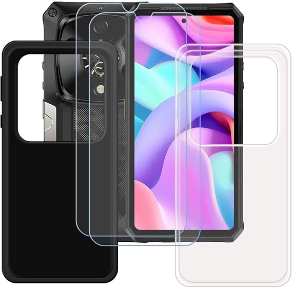 2 Pack Black + Clear Silicone Cover for Ulefone Armor 28 Ultra 6,67" + 2 Pack HD Tempered Glass