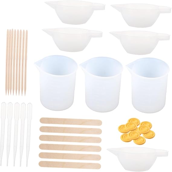 DOITOOL 43pcs Epoxy Tools Kit for Crafts Essential Mixing Tools for Art Keychains and More Includes Measuring Cups and Sticks Easy to Use