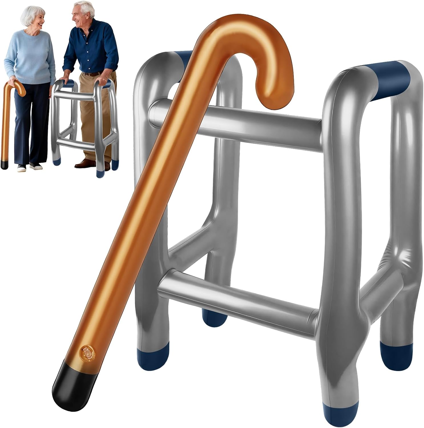 Inflatable Zimmer Frame and Inflatable Walking Stick, Blow Up Zimmer Frame, Inflatable Walking Frame, Blow Up Toy Novelty Dress Up Joke Old Man Dad Women Gran Halloween( 50 x 40 x 82 cm )