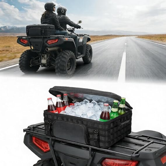 KEMIMOTO Universal ATV Motorcycle Cooler Bag 53L Luggage Rack Cargo Bag | Large Capacity Camping Travel Luggage Bag Compatible with Sportsman 570 / XP 1000 Touring Road King Street Road Glide Trike