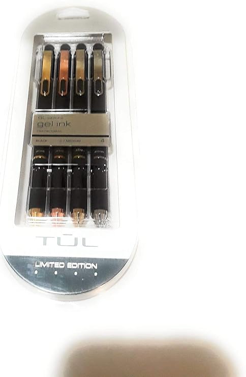 TUL GL Series Retractable Gel Pens, Mixed Metals, Medium Point, 0.7 mm, Black Barrel, Black Ink, Pack Of 4 Pens