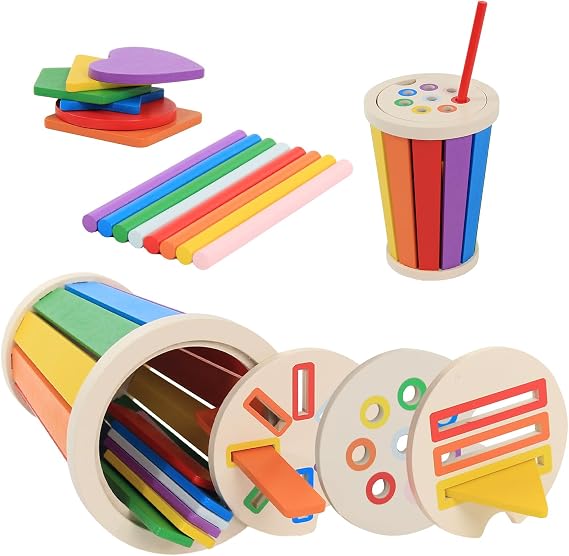 Baeroly Children's Montessori Toys Wood Color Shape Sorting Toys