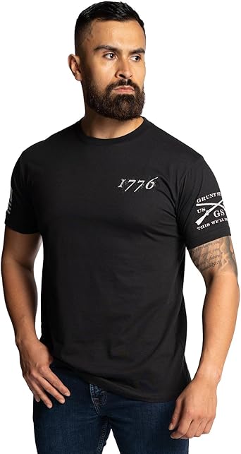 Grunt Style American 1776 Flag - Patriotic Graphic Tee, Mens Short Sleeve T-Shirt
