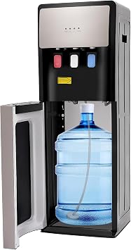 Bottom Loading Water Cooler Dispenser, 3 Temperature Settings - Hot Cold & Room Water 5 Gallon Bottle with Water Collection Box Water Dispenser for Both Home and Commercial