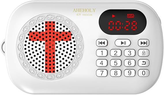 KJV Audio Bible Player, Portable Full Bible for Seniors, White