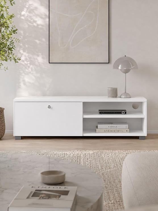 İDA TV Ünitesi TV Sehpası Televizyon Sehpası 120 cm, Beyaz - Beyaz