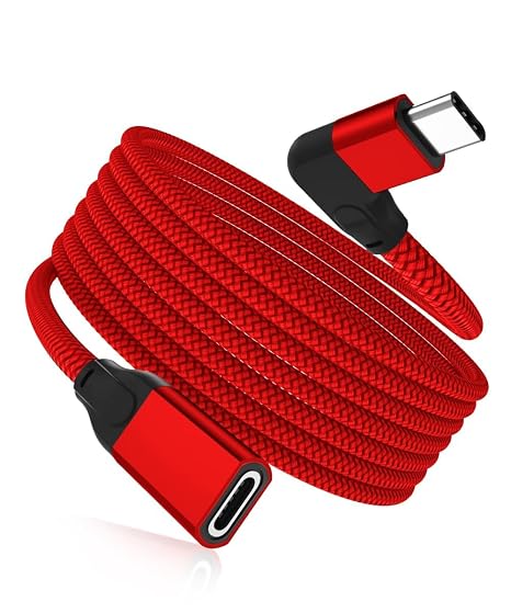 RUXELY Right Angle USB C Extension Cable 2M,90 Degree Type C 3.1 Gen2 10Gbps Female to Male Extender Cord,4K 60Hz L-Shaped USBC Thunderbolt 3 for MagSafe Charger,iPhone 15 16,MacBook,iPad Air 4 5 Pro