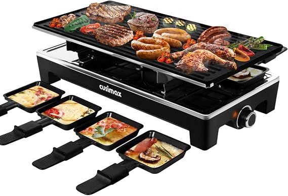 CUSIMAX Raclette Grill Electric Grill Table Portable 2in1 Korean BBQ Grill