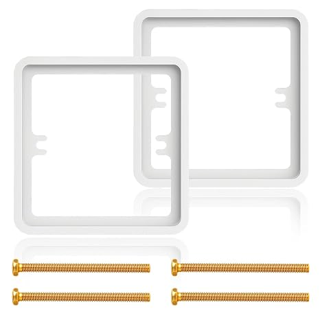 2 Pcs White Light Switch Spacer 20mm White Single Socket Spacer Rings, Socket Switch Spacers for Electrical Installations, Electrical Outlet Extender Box for Home Office