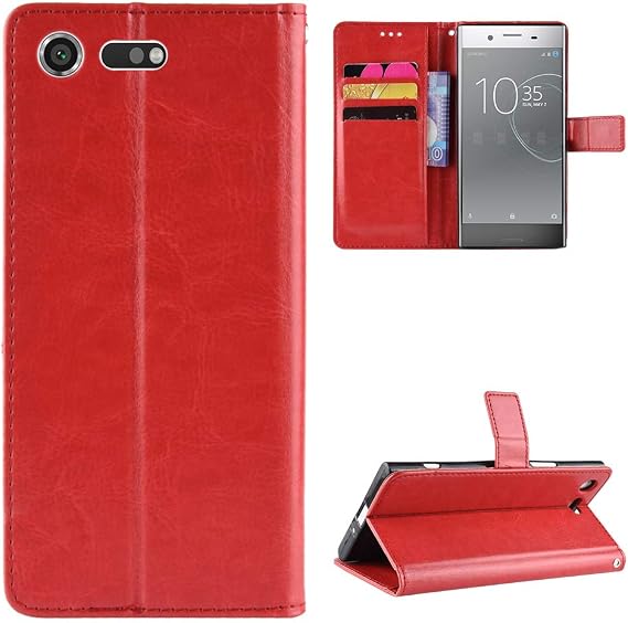 Case for Sony Xperia XZ Premium Case Cover,Flip Leather Wallet Cover Case for Sony Xperia XZ Premium G8188 G8141 G8142 SO-04J PF11 Case Red
