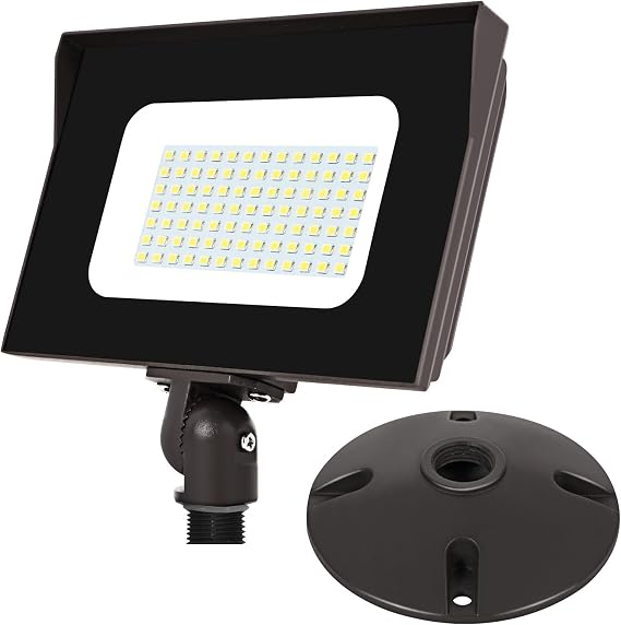 LED Flood Lights Outdoor, 60W 7200LM IP65 Waterproof Adjustable Knuckle Mount LED Security Light,500W Halogen Equiv,5000K Daylight Dusk to Dawn Flood Light for Yard, Garage, Garden