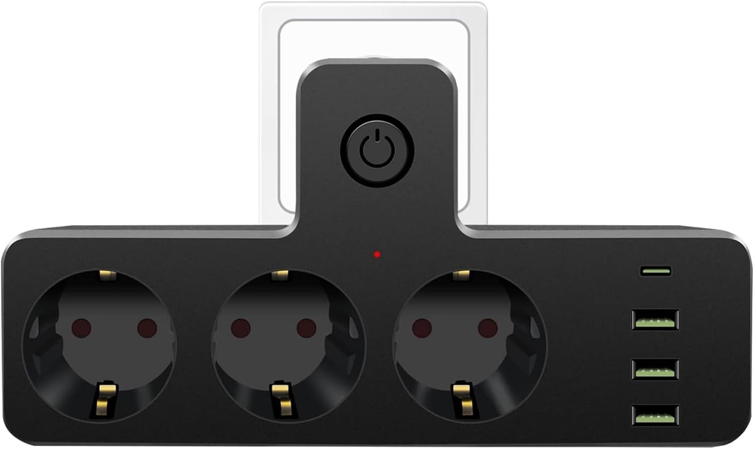 Current Protected Multi Socket, 3 USB 1 Type-C Inputs, 3 Socket Inputs, 2500W Thermal Protection, Fast Charging Support, On Off Button, Multi Charging Station Compatible with All Electronic Devices