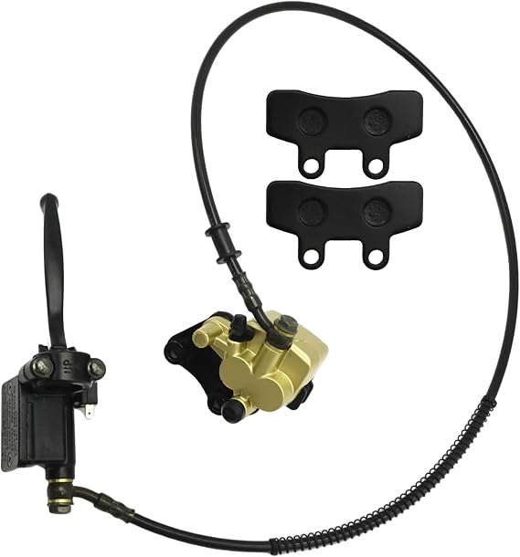 Front Disc Brake Master Cylinder Caliper Assembly With Brake Pads, Replacement for 50cc 70cc 90cc 110cc 125cc 150cc Dirt Bike Pit Bike