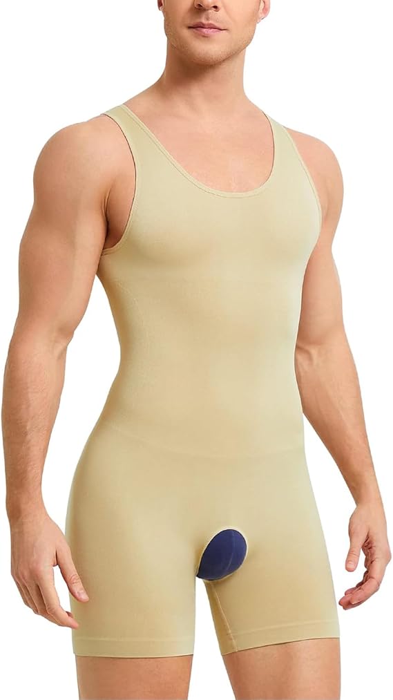 Junlan Men Shapewear Tummy Control Bodysuit Sleeveless Full Body Shaper Compression Shirt Shorts Slimming Vest Seamless Undershirts