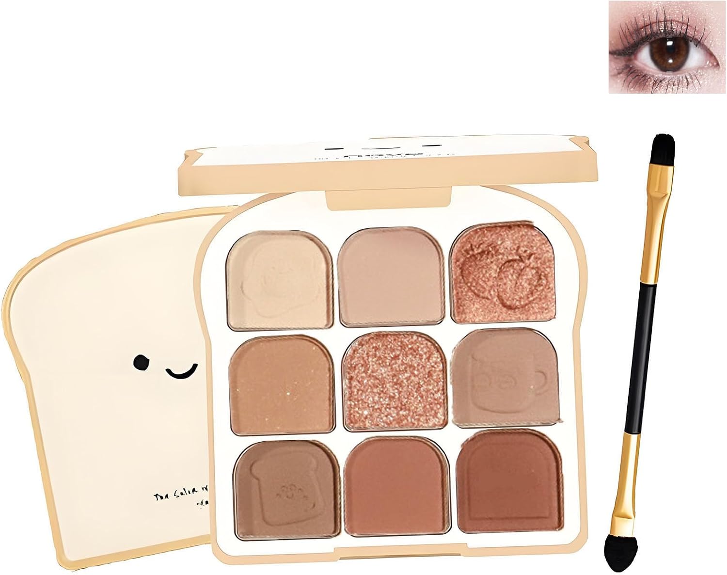 9 Colors Nude Eyeshadow Palette Toast Design — Matte, Shimmer And Glitter Neutral Brown Eye Shadow Set With Brush — Long-Lasting Pigmented Eyeshadow For Women, Daily Makeup And Travel Gift Set