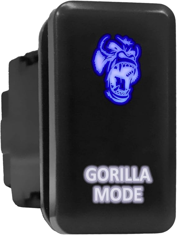 Gorilla Mode Symbol Backlit Switch Older Model Push Button Compatible with Toyota (Blue/White/Surface Size 1.54 x 0.83 inches)
