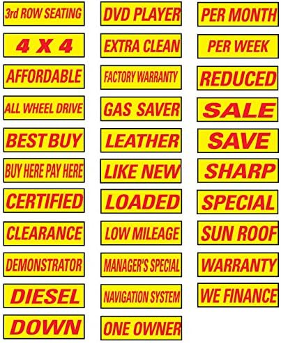 FLYWHEEL Slogan Window Stickers - 2-3/4" x 14-1/2" Yellow & Red (3rd Row Seating)