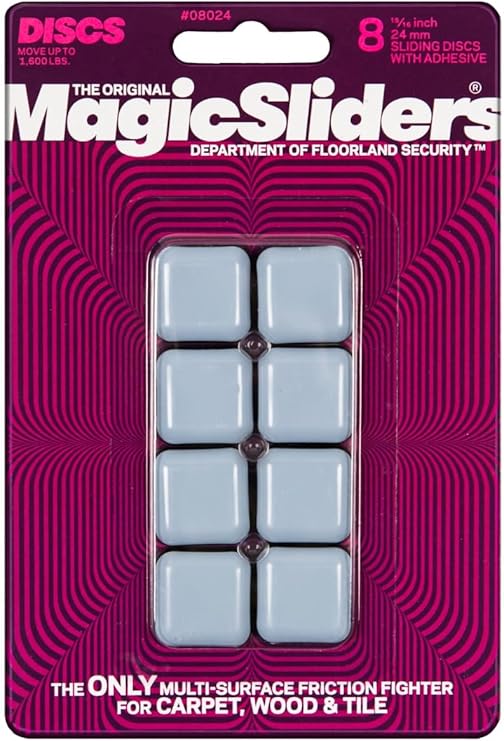 Magic Sliders 8024 Series 8PK 15/16" SQ Slider, 1, Grey