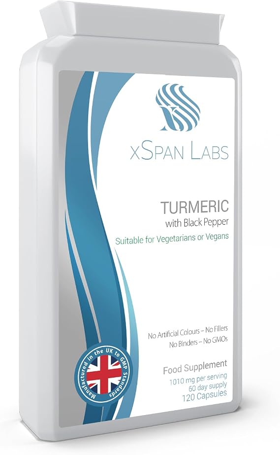xSpan Labs Turmeric Curcumin 1000mg with Black Pepper - 120 Vegan Turmeric | Turmeric Curcumin 1000mg with Black Pepper - 120 Vegan Turmeric Capsules High Strength (2 Month Supply) - No Binders.