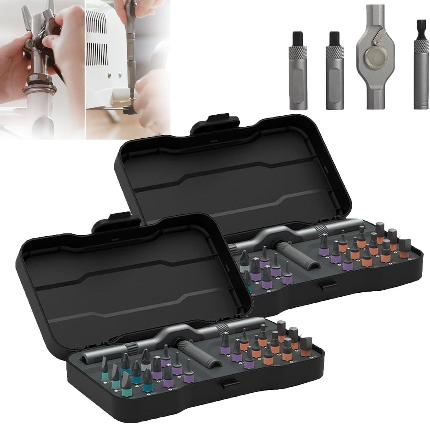 Outdoorfun 24 in1 DIY Screwdriver,Magnetic Screwdriver Set,2025 Upgrade Multifunctional Toolbox, Household Wrench Screwdriver Tool Combination Set, With Detachable T Ratchet Handle Repair Tool Kit2pc