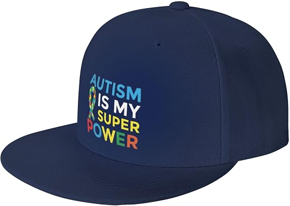 Autism is My Super Power Flat Bill Visor Snapback Hat Adjustable Brim High Top Baseball Cap