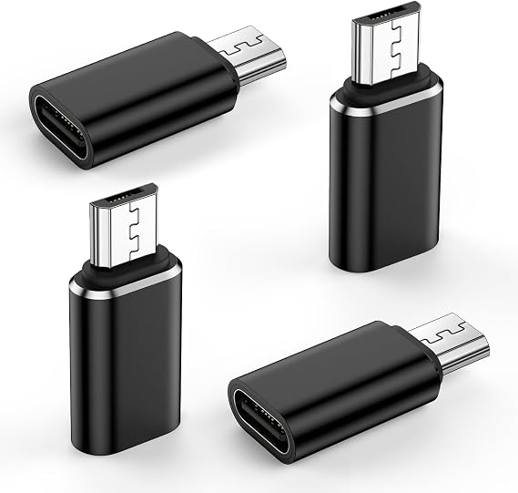USB-C to Micro USB Adapter, 4Pack Type C Female to Micro USB Male Converter | USB C to Micro B 2.0 3A Fast Charging & Data Sync for Samsung Galaxy S7 S6 Edge A02 A01 A10 A10s J7 S5 J3,Note 6 5,LG,Kindle