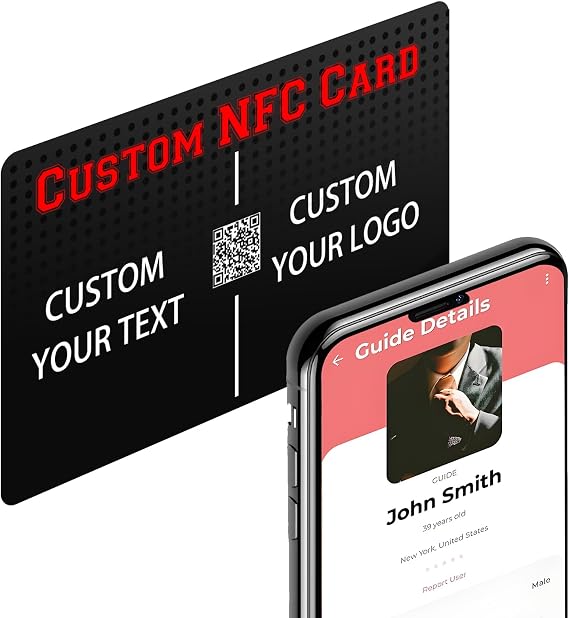 Customizable Digital Business Card with QR Code Custom NFC Card Logo Tap to Share Technology Compatible with iPhone & Android