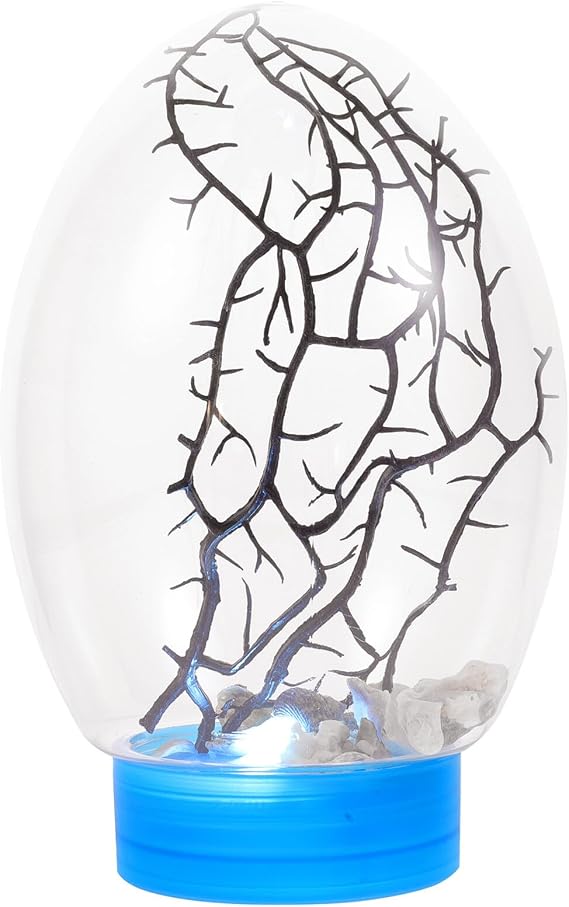 Closed Desktop Fish Tank with LED Light Base, Mini Biosphere Ecosystem Aquarium, Blue Bottom Cover, Self-Sustaining Closed Aquatic Ecosystem for Shrimp and Small Fish, Suitable