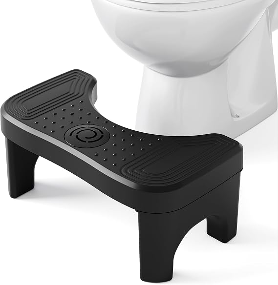 Recximi Black Toilet Poop Stool Squat Adult, Potty Step Stool Foot Rest | Portable Bathroom Stool for Pooping, 7 Inch Squatting Potty Toilet Stand for Feet, Dual Anti-Slip, Healthy Gifts, Black
