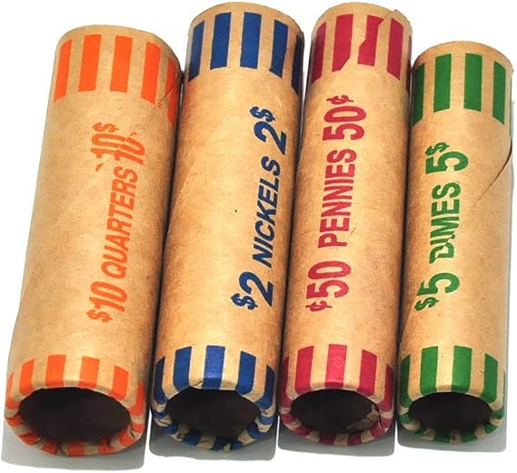 L LIKED 512 Assorted Preformed Coin Wrappers Quarters Pennies Nickels Dimes