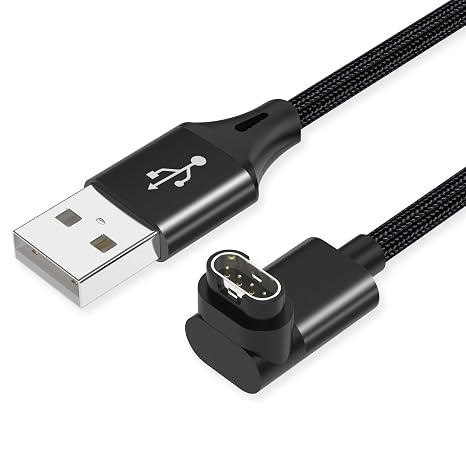 AGVEE 2 Pack 3.3ft Charger for Garmin Watch, L-Shape Charging Cable | For Approach, BarkLimiter, D2, Enduro, Epix, Fenix, Forerunner, Instinct, Quatix, Tactix, Venu, Vivoactive, Vivomove