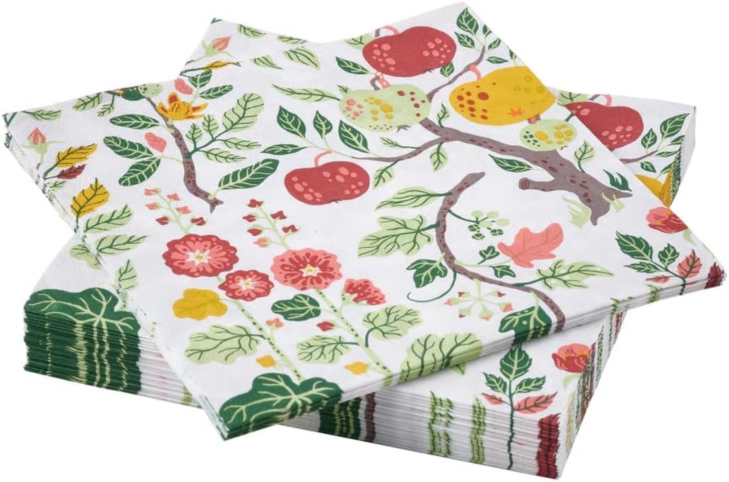 IKEA HAVSBRAXEN Kağıt peçete, desenli çok renkli, 33x33 cm 13x13  30 paket