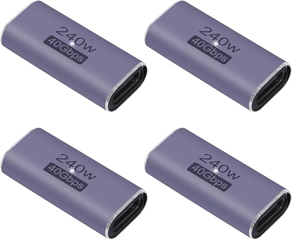4PCS 240W USB C Coupler, USB Type C Female to Female Fast Charging Adapter Extender with PD 240W Charging 8K @60Hz Video 40Gbps High Speed Transfer for Tablet, Phones and Other Type C Devices