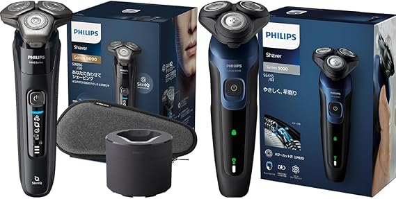 Philips S5445 Electric Shaver 9000 Series Model with Washing Machine 72 Blades, Rotatable/SkinIQ Technology, Bath Shaving & Fully Washable Black + Electric Shaver 5000 Series Men's 27 Blades