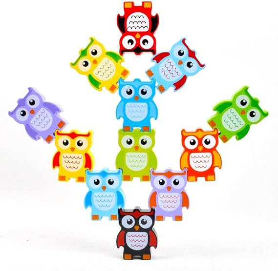 Discovery Toys Stacking Owls Wood Balancing Acrobat Set | Kid-Powered Learning | STEM Toy Early Childhood Development 3 Years and Up