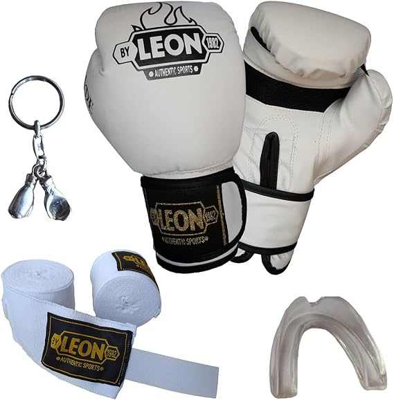 Leon Blade Training Boks Eldiveni, Bandaj Dişlik Anahtarlık Seti Beyaz