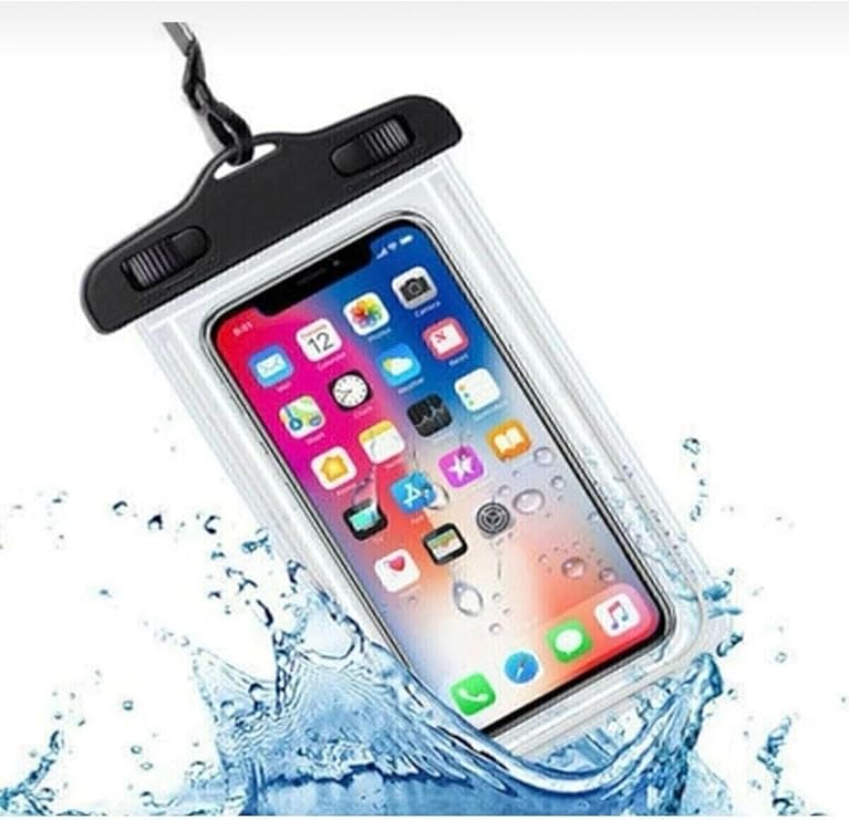 CONSTRAIN Su Geçirmez Telefon Kılıfı - Universal Uyumluluk, Dokunmatik Şeffaf Ekran, Deniz ve Havuz Kullanımına Uygun Boyun Askılı Kılıf - Siyah